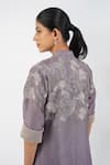 Diva by Sangeeta Ranka_Purple Chanderi Embroidered Thread Mandarin Collar Floral Jacket _Online_at_Aza_Fashions