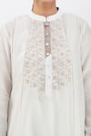 Buy_Diva by Sangeeta Ranka_Off White Chanderi Embroidery Zardozi Mandarin Collar Kurta Set _Online_at_Aza_Fashions