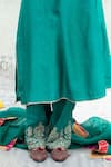 Buy_Pants and Pajamas_Green Embroidery Floral Round Neck Flower Yoke Kurta With Pant _Online_at_Aza_Fashions