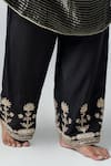 Buy_Pants and Pajamas_Black Cotton Silk Embroidery Gota Floral Border Pant _Online_at_Aza_Fashions