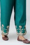 Buy_Pants and Pajamas_Green Cotton Silk Embroidery Gota Zari Thread Border Pant _Online_at_Aza_Fashions