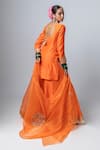 Shop_Pants and Pajamas_Orange Silk Organza Embroidery Zari Thread Placement Dupatta _at_Aza_Fashions