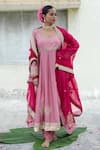 Pants and Pajamas_Magenta Silk Organza Embroidery Zari Thread Sequin Border Dupatta _Online_at_Aza_Fashions