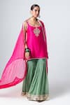 Buy_Pants and Pajamas_Pink Silk Organza Embroidery Gota Lace Border Dupatta _Online_at_Aza_Fashions