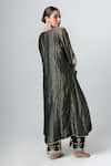 Shop_Pants and Pajamas_Black Woven Stripe Blunt V Neck Zari Kurta _at_Aza_Fashions