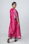 Shop_Pants and Pajamas_Pink Woven Stripe Blunt V Neck Kurta _at_Aza_Fashions