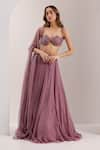 Buy_Silky Bindra_Purple Organza Embroidered Crystal Bella Placed Snowflake Lehenga Set _at_Aza_Fashions