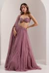 Silky Bindra_Purple Organza Embroidered Crystal Bella Placed Snowflake Lehenga Set _at_Aza_Fashions