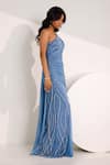 Buy_SILKY BINDRA_Blue Soft Net Embroidered Crystal One Shoulder Cielle Embellished Gown _Online_at_Aza_Fashions