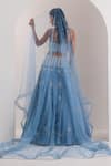 SILKY BINDRA_Blue Organza Embellished Crystal Straight Elsa Snowflake Lehenga Set _Online_at_Aza_Fashions