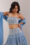 Shop_SILKY BINDRA_Blue Organza Embellished Crystal Straight Elsa Snowflake Lehenga Set _at_Aza_Fashions