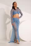 Buy_Silky Bindra_Blue Soft Net Embellished Elvi Snowflake Attached Skirt Leggings With Top _Online_at_Aza_Fashions