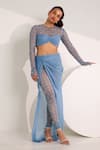 Shop_Silky Bindra_Blue Soft Net Embellished Elvi Snowflake Attached Skirt Leggings With Top _Online_at_Aza_Fashions