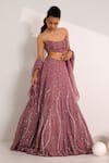 Buy_Silky Bindra_Purple Organza Embellished Crystal Cut-out Ilaria Wave Lehenga Set _at_Aza_Fashions