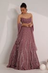 Buy_Silky Bindra_Purple Organza Embellished Crystal Cut-out Ilaria Wave Lehenga Set _Online_at_Aza_Fashions