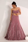 Buy_Silky Bindra_Purple Organza Embellished Crystal Cut-out Ilaria Wave Lehenga Set 