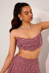 Shop_Silky Bindra_Purple Organza Embellished Crystal Cut-out Ilaria Wave Lehenga Set _at_Aza_Fashions