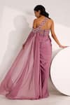 Silky Bindra_Purple Organza Embellished Crystal Ivelle Bodice Saree Gown With Drape _Online_at_Aza_Fashions