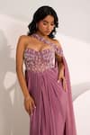 Silky Bindra_Purple Organza Embellished Crystal Ivelle Bodice Saree Gown With Drape _at_Aza_Fashions