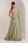 Buy_Silky Bindra_Green Organza Embellished Crystal Scoop Kaena Lehenga Set _at_Aza_Fashions