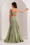 Silky Bindra_Green Organza Embellished Crystal Scoop Kaena Lehenga Set _Online_at_Aza_Fashions