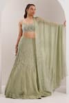 Shop_Silky Bindra_Green Organza Embellished Crystal Scoop Kaena Lehenga Set _Online_at_Aza_Fashions