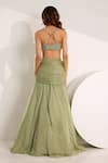 Silky Bindra_Green Shimmer Chiffon Embellished Crystal Kiara Lehenga Set With Bralette _Online_at_Aza_Fashions