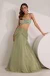 Shop_Silky Bindra_Green Shimmer Chiffon Embellished Crystal Kiara Lehenga Set With Bralette _at_Aza_Fashions