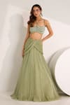 Buy_Silky Bindra_Green Shimmer Chiffon Embellished Crystal Kiara Lehenga Set With Bralette _Online_at_Aza_Fashions