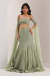 Buy_SILKY BINDRA_Green Organza Embellished Crystal Lenore Snowflake Mermaid Lehenga Set _at_Aza_Fashions