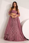 Buy_Silky Bindra_Purple Organza Embellished Crystal Cowl Riona Snowflake Lehenga Set _at_Aza_Fashions