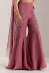 Buy_SILKY BINDRA_Purple Organza Embellished Crystal One Yuki Draped Blouse With Flared Pant _Online_at_Aza_Fashions