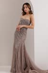 Buy_Silky Bindra_Grey Soft Net Embellished Crystal Sweetheart Zielle Mermaid Trail Gown _at_Aza_Fashions