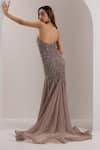 Silky Bindra_Grey Soft Net Embellished Crystal Sweetheart Zielle Mermaid Trail Gown _Online_at_Aza_Fashions