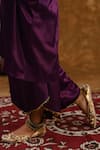 Ekavira_Purple Silk Embellished Coin Round Shaira Kurta With Wrap Palazzo _Online_at_Aza_Fashions