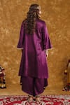 Shop_Ekavira_Purple Silk Embellished Coin Shaira Metallic Tassel Kurta With Wrap Palazzo _at_Aza_Fashions