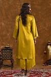 Shop_Ekavira_Yellow Silk Embellished Coin Round Shaira Charm Kurta With Wrap Palazzo _at_Aza_Fashions