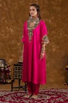 Buy_Ekavira_Pink Silk Embellished Coin Square Layla Choga With Salwar _at_Aza_Fashions