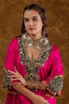 Shop_Ekavira_Pink Silk Embellished Coin Square Layla Choga With Salwar _Online_at_Aza_Fashions