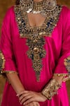 Buy_Ekavira_Pink Silk Embellished Coin Square Layla Choga With Salwar 