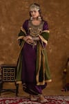 Buy_Ekavira_Purple Silk Embellished Coin Round Shaira Kurta Wrap Palazzo Set _at_Aza_Fashions