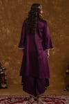 Shop_Ekavira_Purple Silk Embellished Coin Shaira Metallic Tassel Kurta Wrap Palazzo Set _at_Aza_Fashions