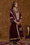 Ekavira_Purple Silk Embellished Coin Shaira Metallic Tassel Kurta Wrap Palazzo Set _at_Aza_Fashions