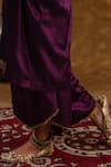 Buy_Ekavira_Purple Silk Embellished Coin Shaira Metallic Tassel Kurta Wrap Palazzo Set 