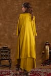 Shop_Ekavira_Yellow Silk Embellished Coin Round Shaira Patchwork Kurta Wrap Palazzo Set 