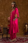 Shop_Ekavira_Pink Silk Embroidery Floral Geometric Layla Tribal Chouga Kurta And Salwar Set _Online_at_Aza_Fashions