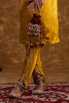 Buy_Ekavira_Yellow Silk Embroidery Floral Round Neck Rubina Tribal Kurta Tulip Pant Set _Online_at_Aza_Fashions