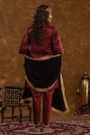 Shop_Ekavira_Maroon Silk Embroidery Floral Round Neck Rubina Tribal Kurta And Tulip Pant Set _at_Aza_Fashions