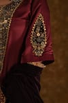 Buy_Ekavira_Maroon Silk Embroidery Floral Round Neck Rubina Tribal Kurta And Tulip Pant Set 