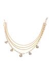 Shop_Vasundhara_Gold Plated Zareen Cz Studded Drop Layered Chain Necklace_at_Aza_Fashions